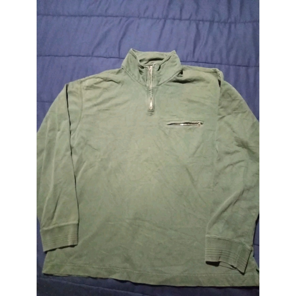 Dockers Men's Sweater 1/4 Zip Mock Neck Long Sleeve olive Cotton Men's Large